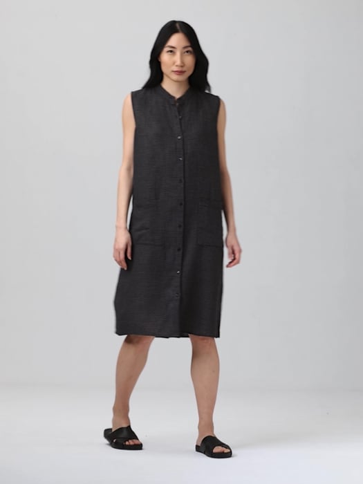 Puckered Organic Linen Sleeveless Dress | EILEEN FISHER Puckered Organic Linen Sleeveless Dress | EILEEN FISHER