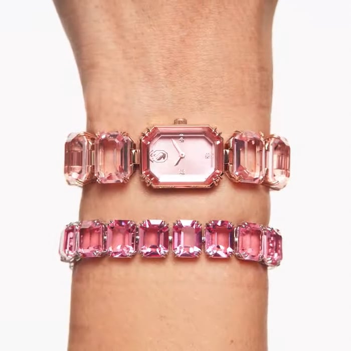 Swarovski klokke Octagon cut bracelet, pink, rose - 5630837 on Vimeo
