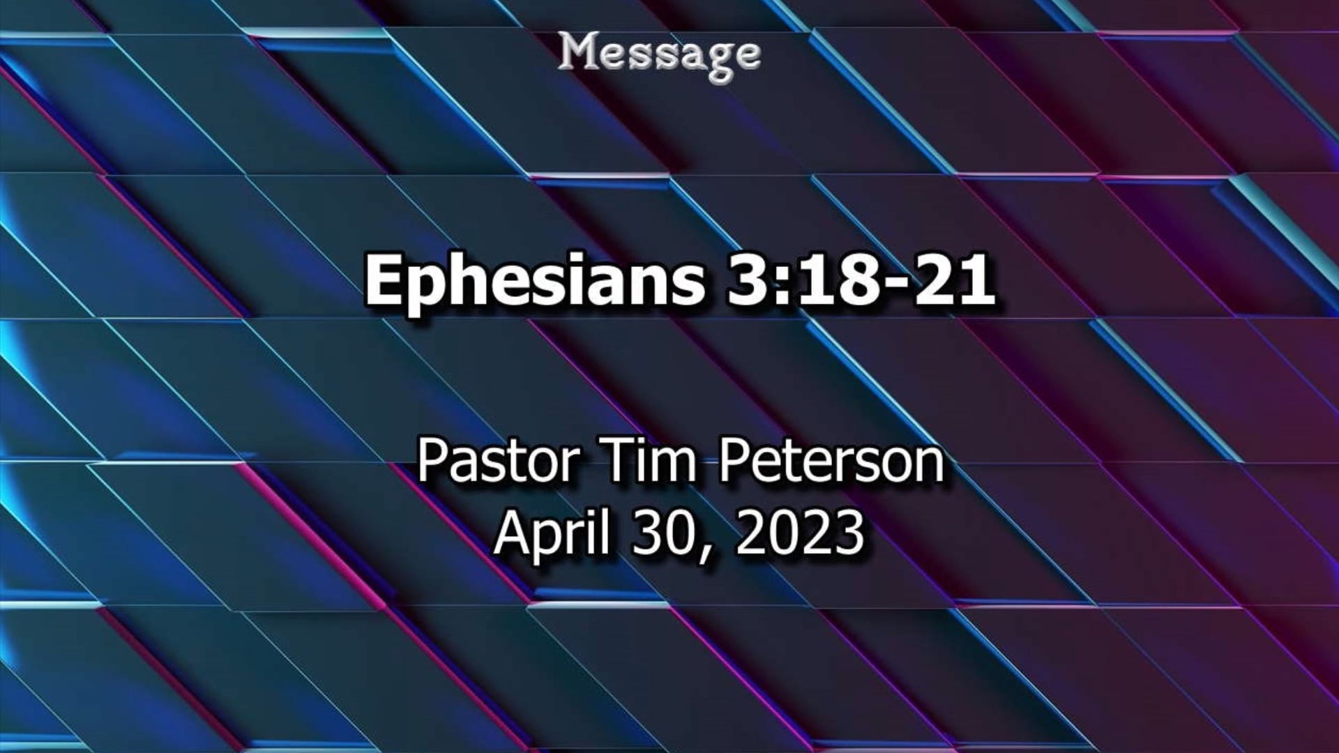 20230430 Broken Bow Evangelical Free Church Service "Ephesians 31821" on Vimeo