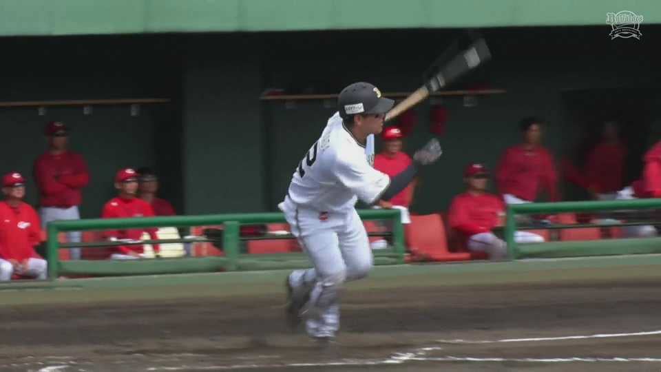 【ファーム】3安打猛打賞!! バファローズ・福永奨がセンター前へタイムリーヒット!!  2023年5月3日 オリックス・バファローズ 対 広島東洋カープ