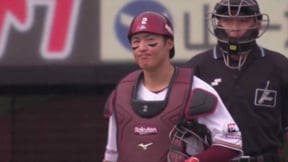 【4回表】イーグルス・太田光 ストライク送球で盗塁を阻止!!  2023年5月3日 東北楽天ゴールデンイーグルス 対 千葉ロッテマリーンズ