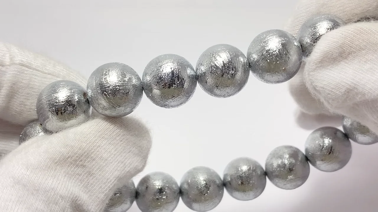 メテオライト(アルタイ隕石) ラウンド12mm 1連(ブレスレット) NO.3【1