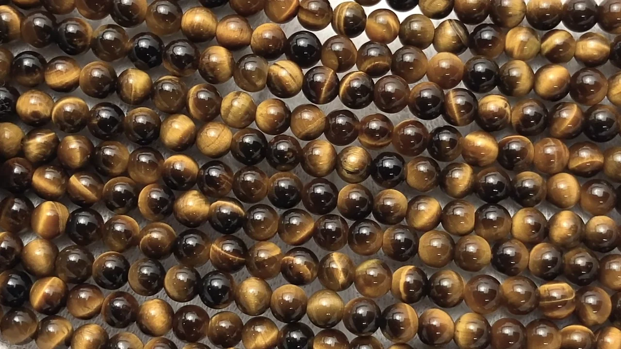 イエロータイガーアイ ラウンド4.5mm 1連｜天然石ビーズの卸問屋・通販