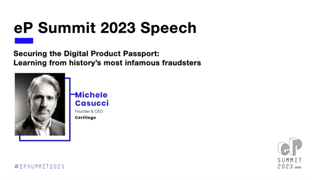 e Pitti Summit 2023 I Michele Casucci s speech Securing the Digital Product Passport Certilogo