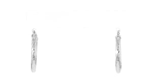 14kt White Gold Diamond-Cut Hoop Earrings