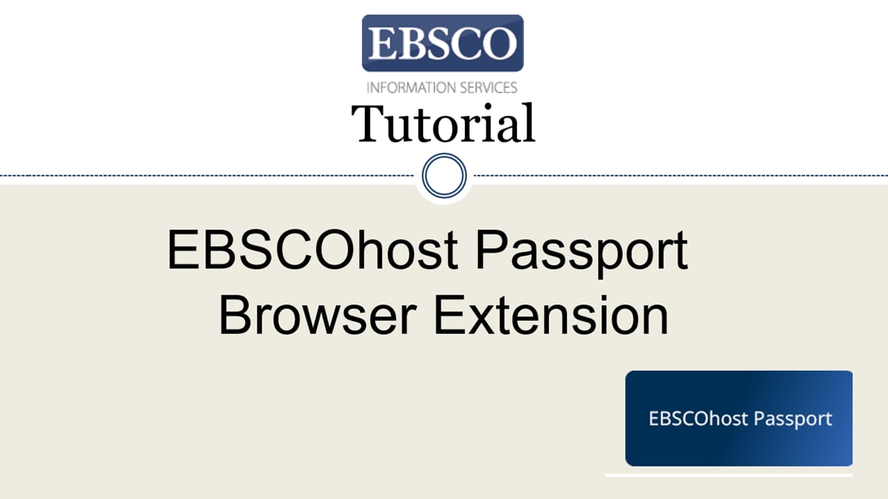 EBSCOhost Passport Browser Extension - Tutorial On Vimeo