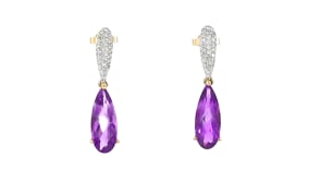 2.50 ct. t.w. Amethyst and .27 ct. t.w. Diamond Drop Earrings in 14kt Two-Tone Gold