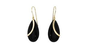 Pear-Shaped Black Onyx Drop Earrings in 14kt Yellow Gold