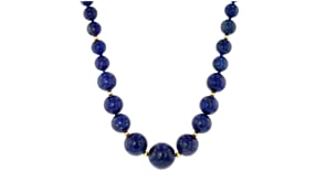 6-13mm Lapis Bead Graduated Necklace with 14kt Yellow Gold