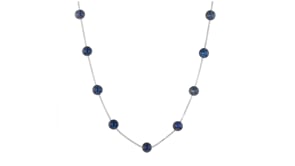 6-6.5mm Black Cultured Pearl Station Necklace in Sterling Silver