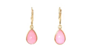 Pink Opal Teardrop Earrings in 18kt Gold Over Sterling