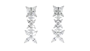 4.80 ct. t.w. Princess-cut and Marquise CZ Floral Drop Earrings in Sterling Silver