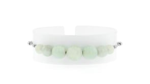 Jade Bead Graduated Bolo Bracelet in Sterling Silver