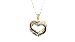 14kt Two-Tone Gold Interlocking Hearts Pendant Necklace