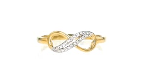 14kt Yellow Gold Infinity Symbol Ring With Diamond Accents