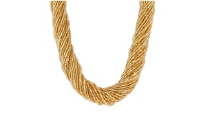 Italian Golden Murano Glass Bead Torsade Necklace with 18kt Gold Over Sterling
