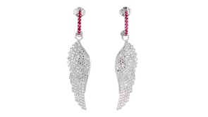 1.30 ct. t.w. Ruby and .10 ct. t.w. Diamond Angel Wing Drop Earrings