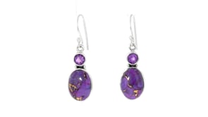 Purple Kingman Turquoise and 1.00 ct. t.w. Amethyst Drop Earrings in Sterling Silver