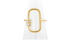 10 ct. t.w. Tapered Baguette Diamond Oval Carabiner-Link Ring in 18kt Gold Over Sterling
