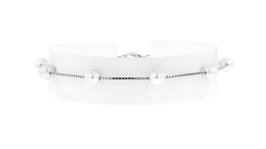 7-7.5mm Cultured Pearl Station Anklet in Sterling Silver