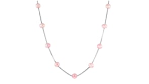 6-6.5mm Pink Cultured Pearl Station Necklace in Sterling Silver