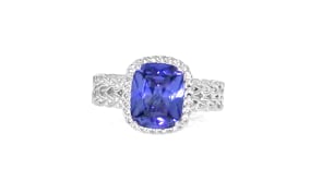 4.20 Carat Simulated Tanzanite Basketweave Ring in Sterling Silver