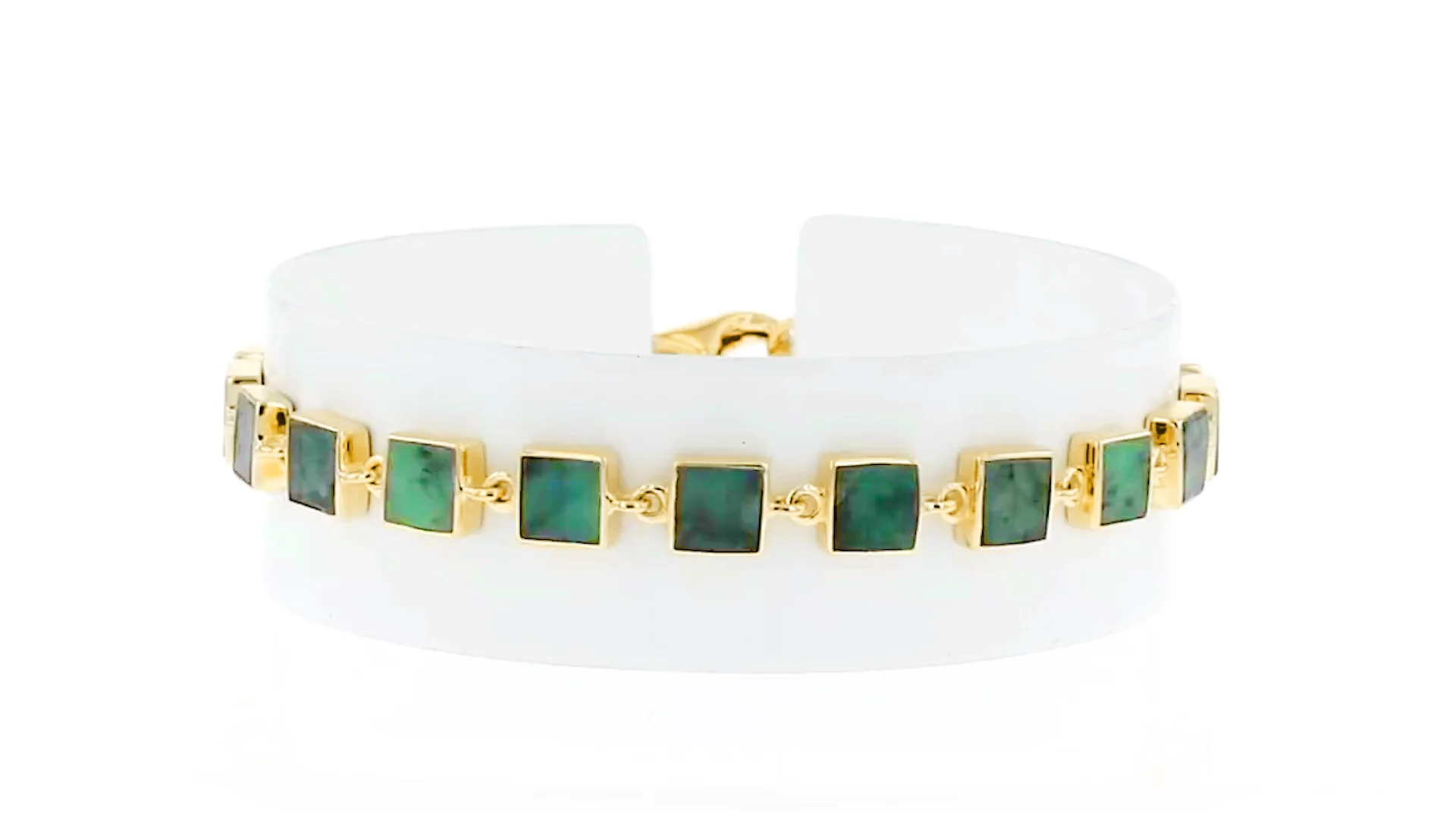 7.75 ct. t.w. Emerald Square-Link Bracelet in 18kt Gold Over
