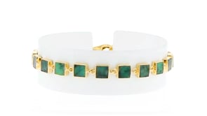 12.00 ct. t.w. Emerald Square-Link Bracelet in 18kt Gold Over Sterling