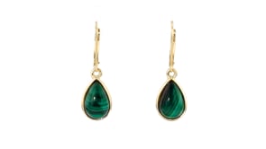 Malachite Drop Earrings in 18kt Gold Over Sterling