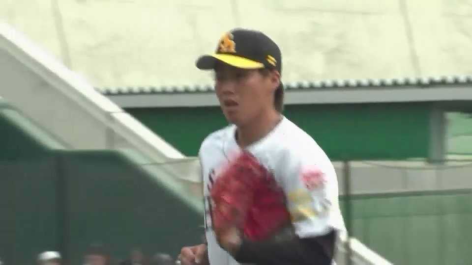 【ファーム】構えたところにズバッ!! ホークス・中村亮太 見逃し三振で三者凡退に抑える!!  2023年5月5日 福岡ソフトバンクホークス 対 横浜DeNAベイスターズ