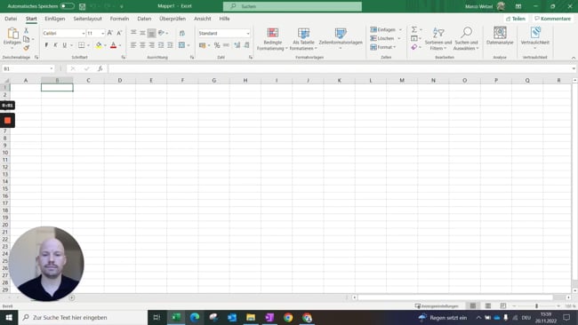 2.1 Neue Arbeitsmappe erzeugen, speichern und schließen