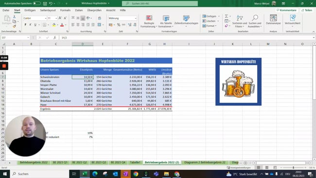 8.7 Datenreihen in Diagrammen tauschen