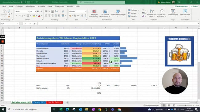 6.4 Tabellenblätter gruppiert bearbeiten