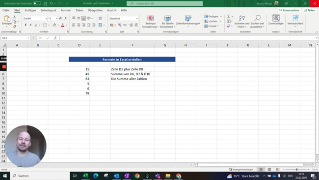 11.1.1 Formeln und Funktionen in Excel erstellen