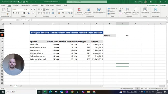 11.1.4 Bezüge zu anderen Tabellenblättern oder anderen Arbeitsmappen erstellen