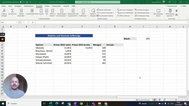 11.1.3 Relative und Absolute Zellbezüge