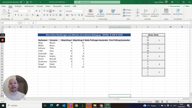 11.3.1 Wenn-Dann-Beziehungen und Aktionen mit mehreren Bedingung (=WENN & UND & ODER)