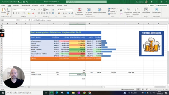 4.3 Mit Bereichsnamen rechnen