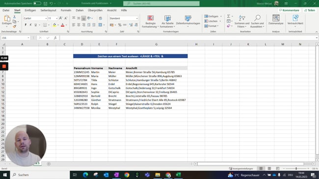11.3.5 Zeichen aus einem Text auslesen (=LÄNGE & =TEIL)