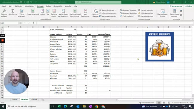 5.3 Mit Verweisen Werte aus anderen Tabellen übernehmen (=SVERWEIS)