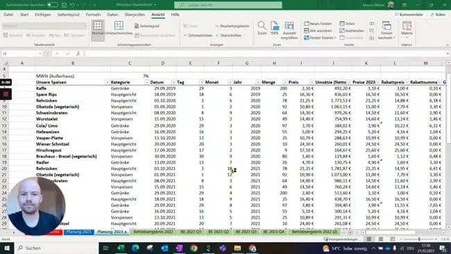 10.3 Zeilen, Spalten und Fenster fixieren