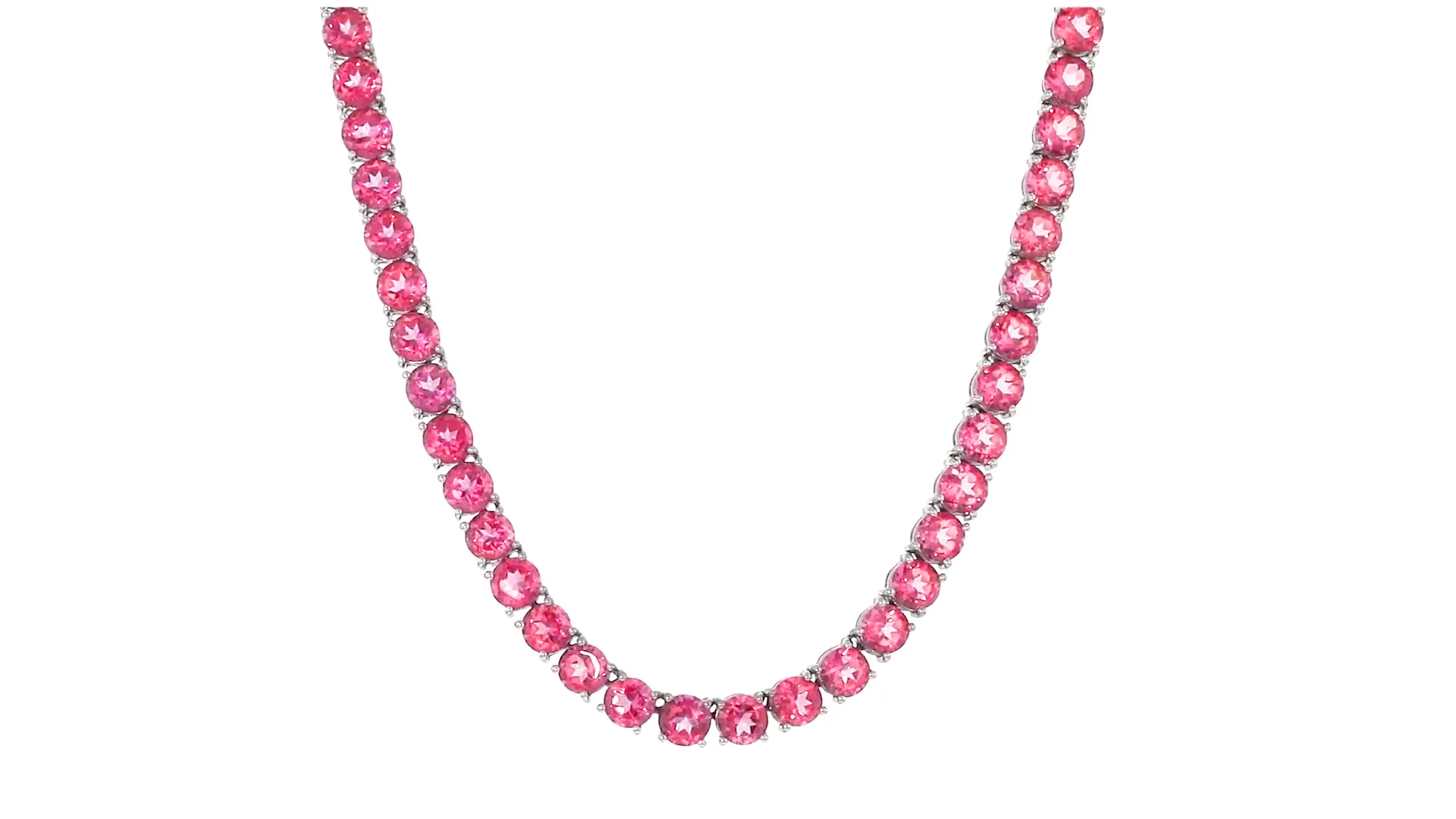 50.00 ct. t.w. Pink Topaz Tennis Necklace in Sterling Silver