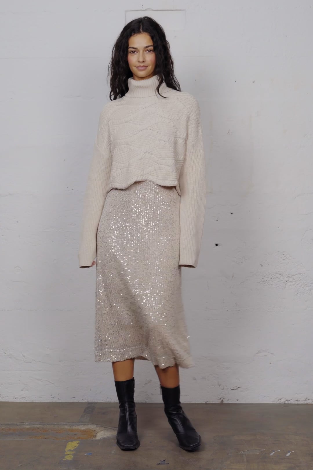 Midi skirt - light silver