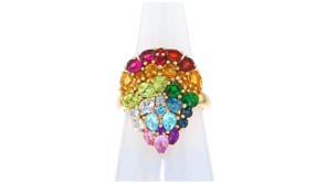 3.89 ct. t.w. Multi-Gemstone Teardrop Ring in 18kt Gold Over Sterling