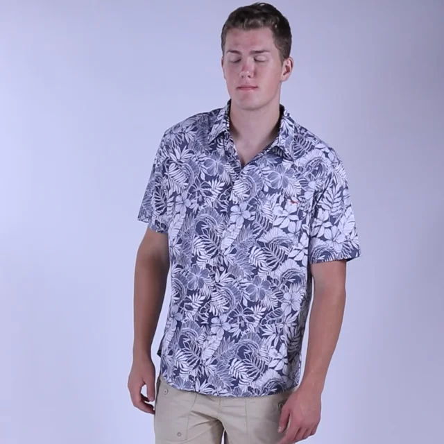 Salt Life Men's Royal Hawaiian Short-Sleeve Button-Front Shirt - Navy - Size M
