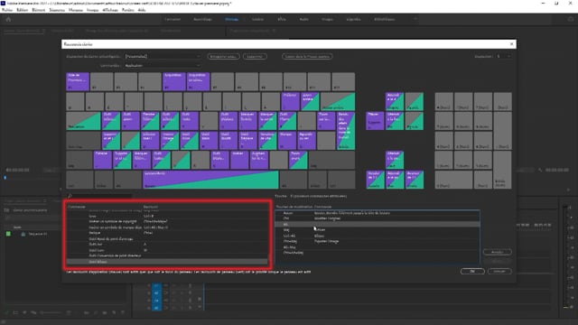 Paramétrage des raccourcis clavier