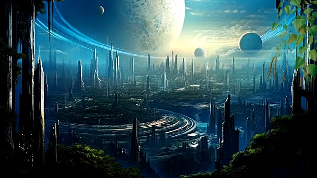 Futuristic City With A Futuristic Design Background, Futuristic City Stock  Footage, Royaltyfree Footage, 3d Rendering Retro Futuristic Background  Virtual Space On The Background Of The Stars And The City Background Image  And