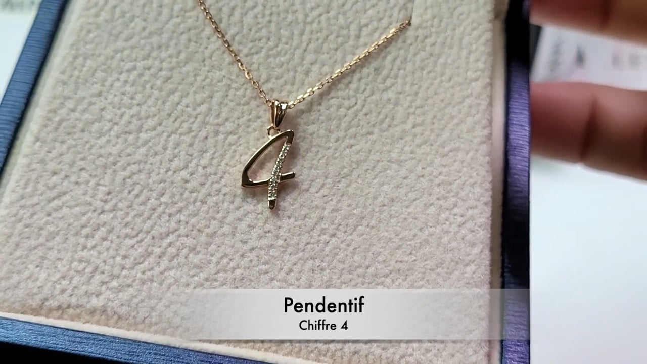 Pendentif Chiffre 4 - Or Rose & Diamants | Gemperles