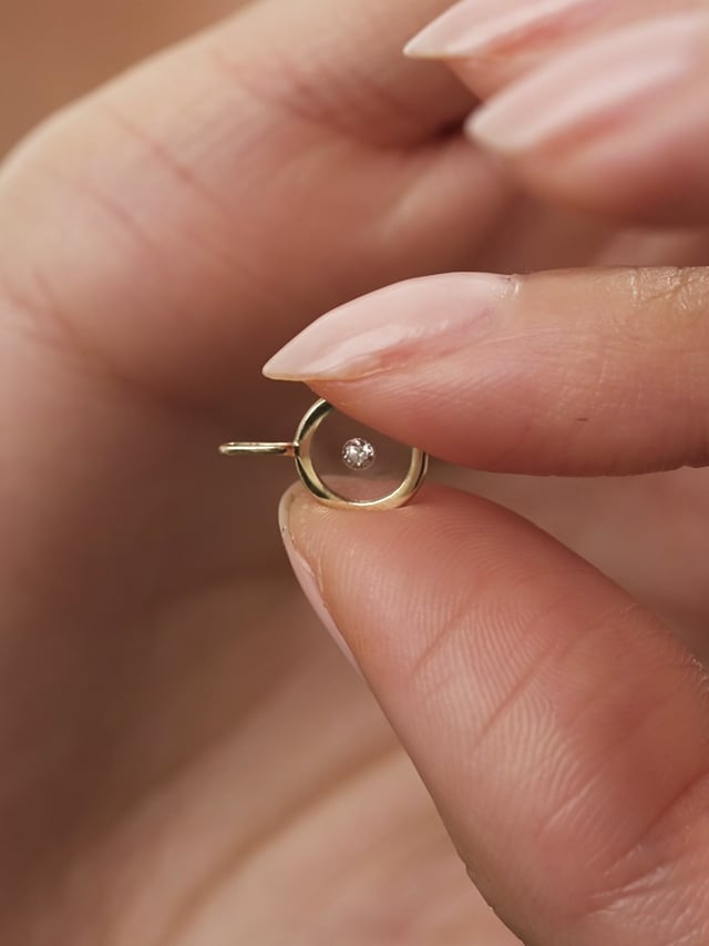 Gold Pendant - Floating Diamond Charm | Ana Luisa Jewelry