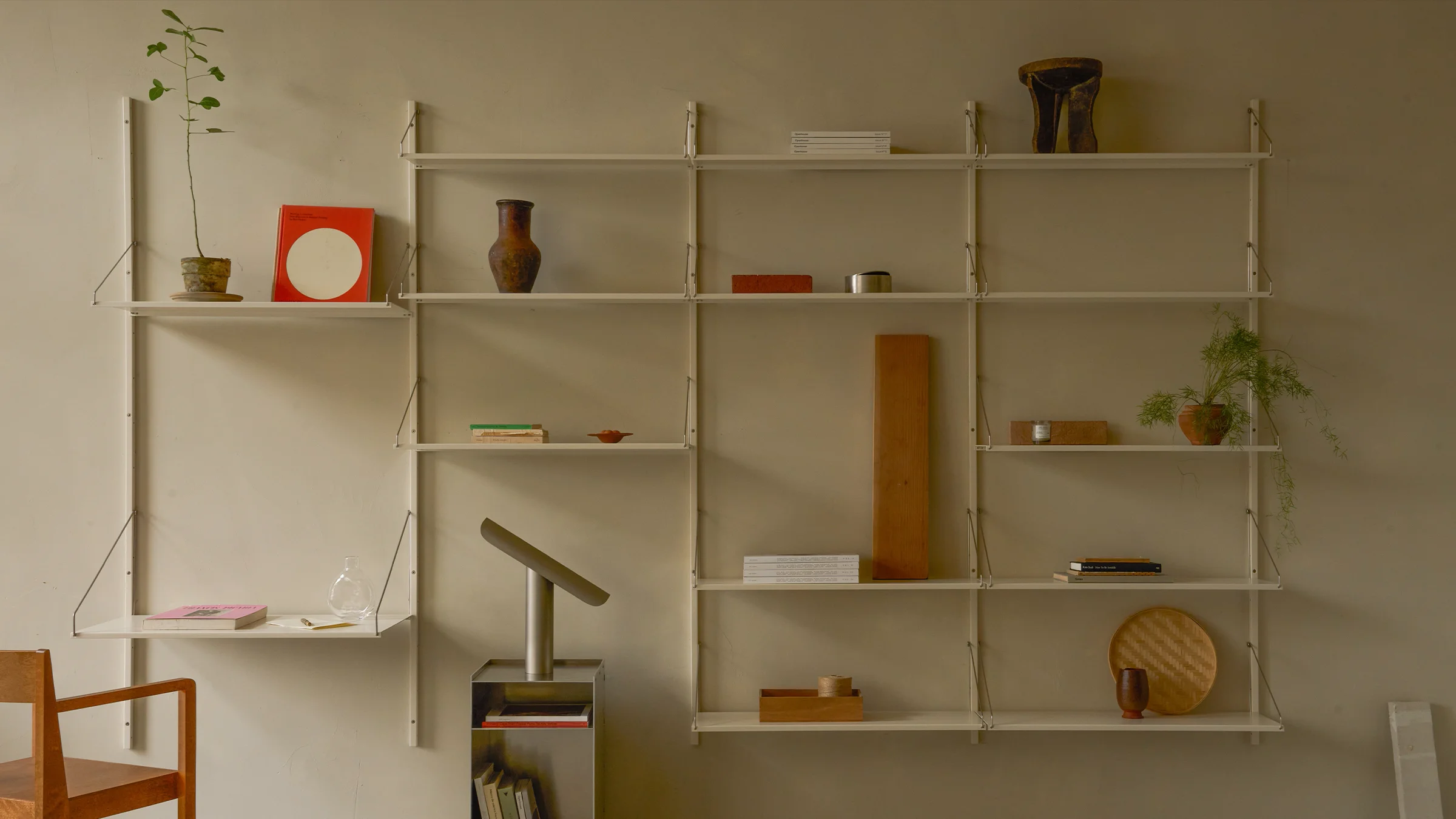 Shelf Library Desk Section | Warm White Steel | H185.2 / W80 – FRAMA